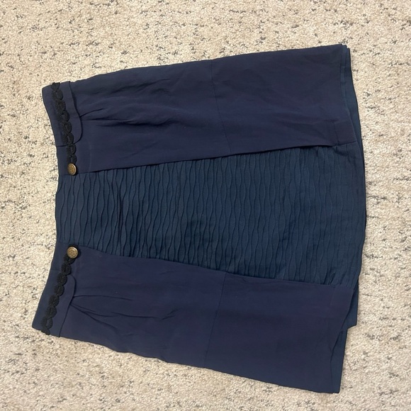 “Girls from Savoy” 10 (Anthropologie) Navy Blue Skirt with gold button nautical - Picture 12 of 16